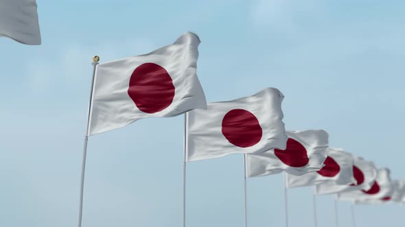 Japan Row Of Flags 