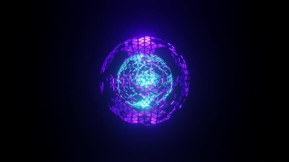 Glowing Blue And Purple Rotating Spheres