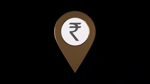 Indian Rupee Currency Symbol In Pin Point  With Alpha Channel  2K