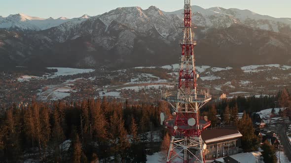 Zakopane-Gubalowka Transmitter. Lattice Tower Transmission Facility On Gubalowka Mountain In Zakopan