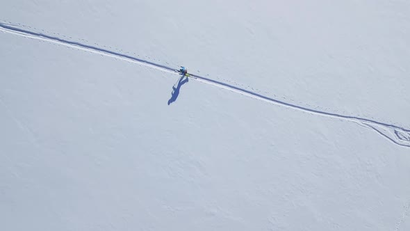 Single man on skiing tour, Sasso Pordoi, Dolomites, Italy