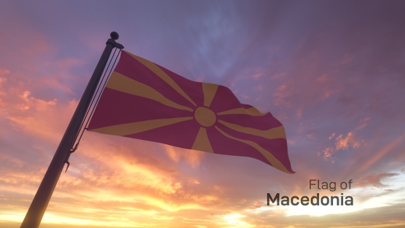 Macedonia Flag on a Flagpole V3