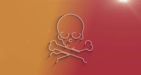 Skull pirate and online cyberattack symbol 3d with shadow