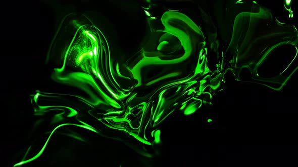 Green Color Background Oily Marble Liquid Animation, Abstract Oily Liquid Animated