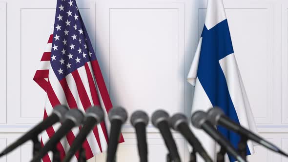 Flags of the United States and Finland at International Meeting alt