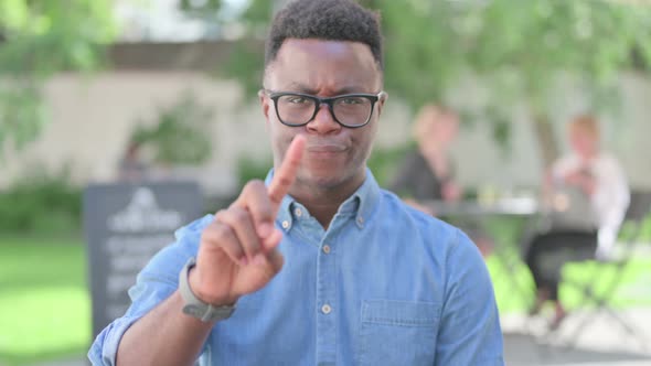Portrait of No Sign By African Man By Finger Shake