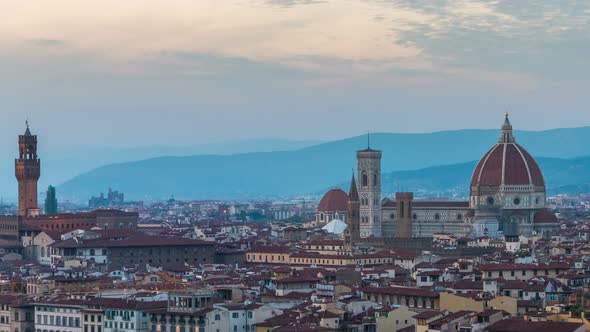 Sunset Time Lapse of Florence Skyline in Italy