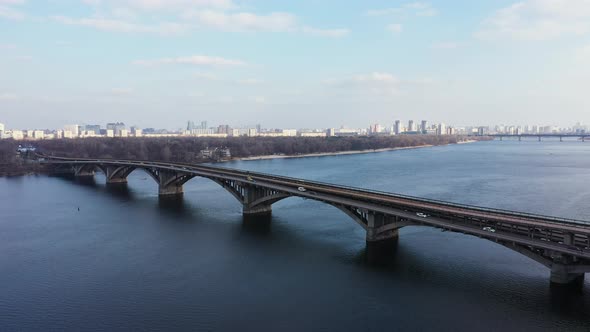 The Metro Bridge in Kiev in Cloudy Weather