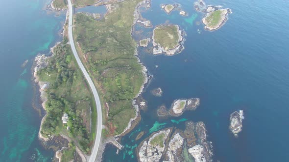 Aerial view of amazing Atlantic Ocean Road (Atlanterhavsveien) in Norway