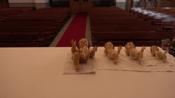 Jesus on Altar of Catholic Church. Christmas Time alt