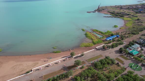 Drone View of Bertys Bay Lake Balkhash