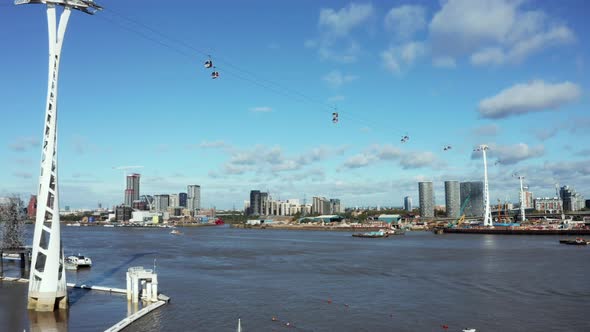 Aerial View of Emirates Air Line Cable Cars in London