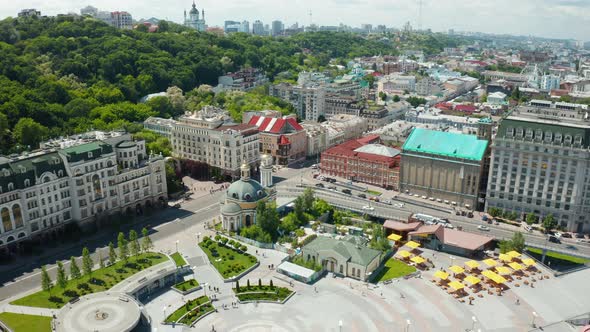 Aerial view of small old european town. Kyiv, Ukraine aerial view of the city. Kiev.	