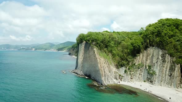 Drone View of Rocks Nature Sea and Water Skala Kiseleva is a Natural Monument on the Territory of