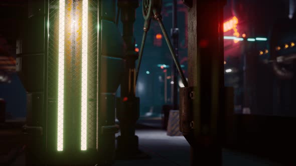 Futuristic Street with Neon Glow at Night alt