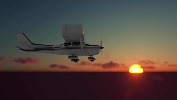 Aircraft on Sunset Sky