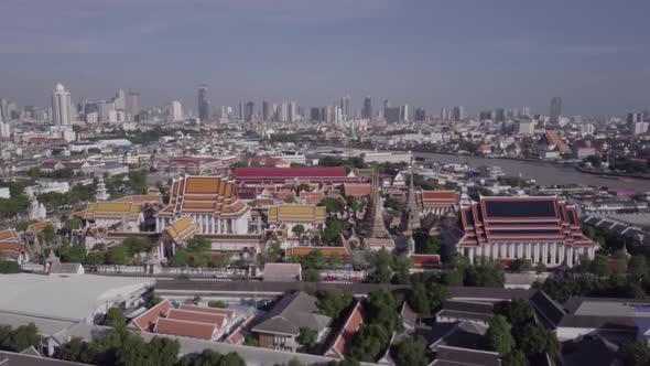 Temples Aerial View in Bangkok in Thailand