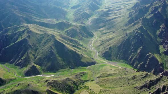 Aerial View of Mountains Landscape in Mongolia