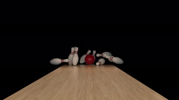 Bowling Strike in Slow Motion on Alpha Channel alt