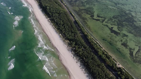 Aerial view of Hel peninsula at the Baltic Sea in Poland, Europe