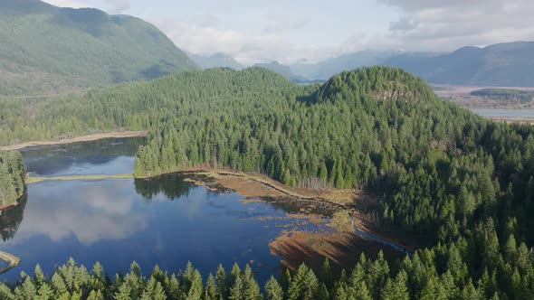 Aerial Footage of Minnekhada Regional Park in 4k, British Columbia, Canada