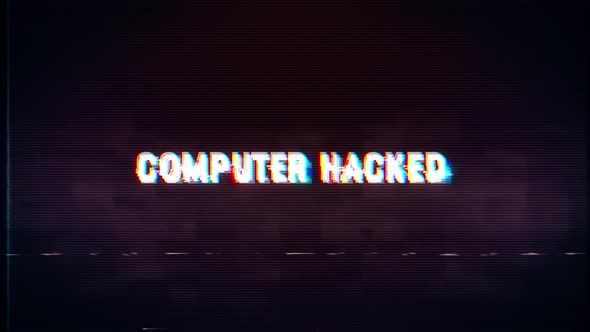 Computer Hacked text with glitch retro effect alt