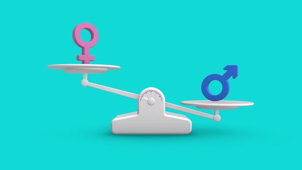 Man vs Woman gender Equality Balance Weighing Scale Looping Animation