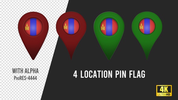 Mongolia Flag Location Pins Red And Green