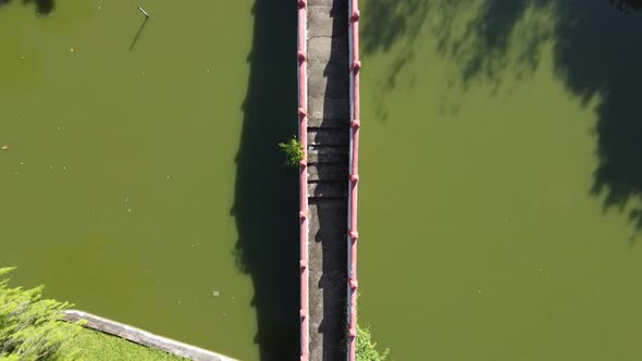 Aerial view look down bridge