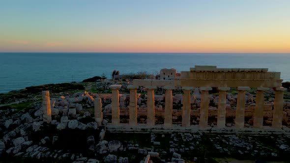 Selinunte Temple Sicily Italy Sunset at the Archeological Site of Selinunte Sicilia