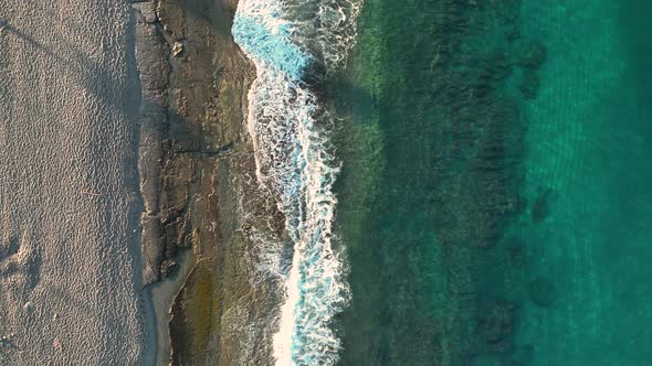 Beautiful Beach on the Mediterranean Sea Aerial View 4 K