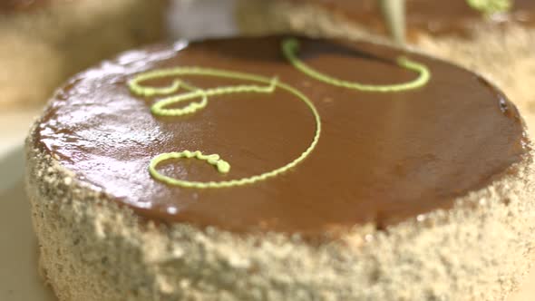 Chocolate Cake with Cream Decoration