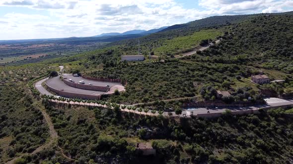 Car Parking Aerial View, Alquezar, Spain