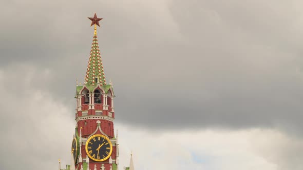 Spasskaya Tower of the Kremlin Wall in Moscow