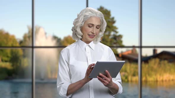 Elegant Business Woman Using Digital Tablet