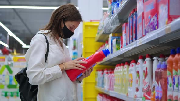 Shopping in Household Chemicals Department in Supermarket