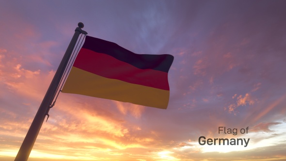Germany Flag on a Flagpole V3