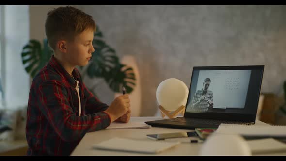 Boy Having Online Maths Class