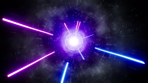 Vj Space Neon Light Laser Beam Tunnel Loop 4K