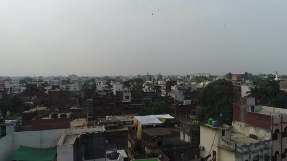 City of Varanasi (Benares) in Uttar Pradesh in India seen from the sky