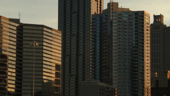 Panning shot of the Atlanta Skyline.