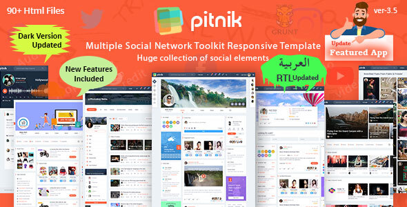 Pitnik - Social Network Social Media Community UI Toolkit Responsive Template