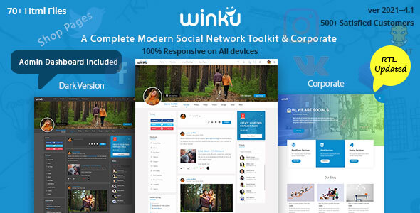 Winku Social Network Social Media Community UI Toolkit & Corporate Responsive Template