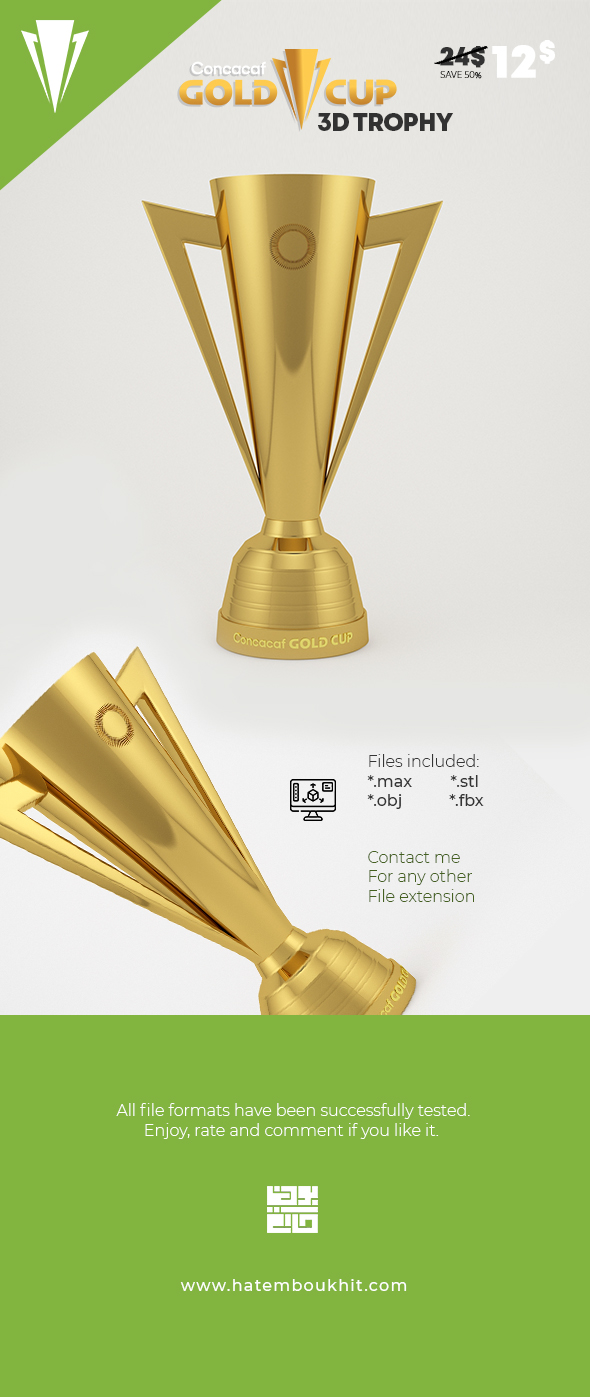 Gold Cup Concacaf Trophy 3D Model