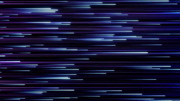 Neon light stripes, beautiful blue streamers flying in the dark