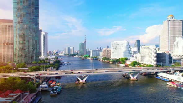 4K UHD : Bangkok thailand aerial city view drone footage over the city