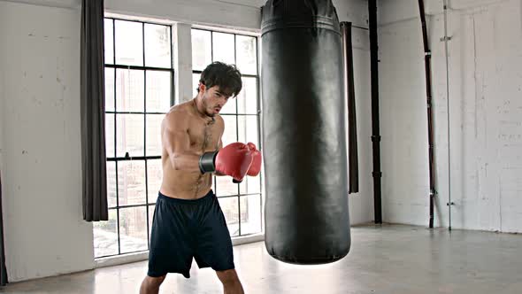 Athletic Male Boxing Slow Motion