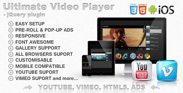 Ultimate Video Player with YouTube, Vimeo, HTML5, Ads