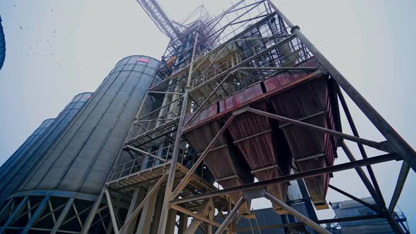 Large Metal Silo for Storing Grain