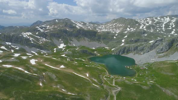 Kapetanovo Lake in Montenegro in the Spring Aerial View